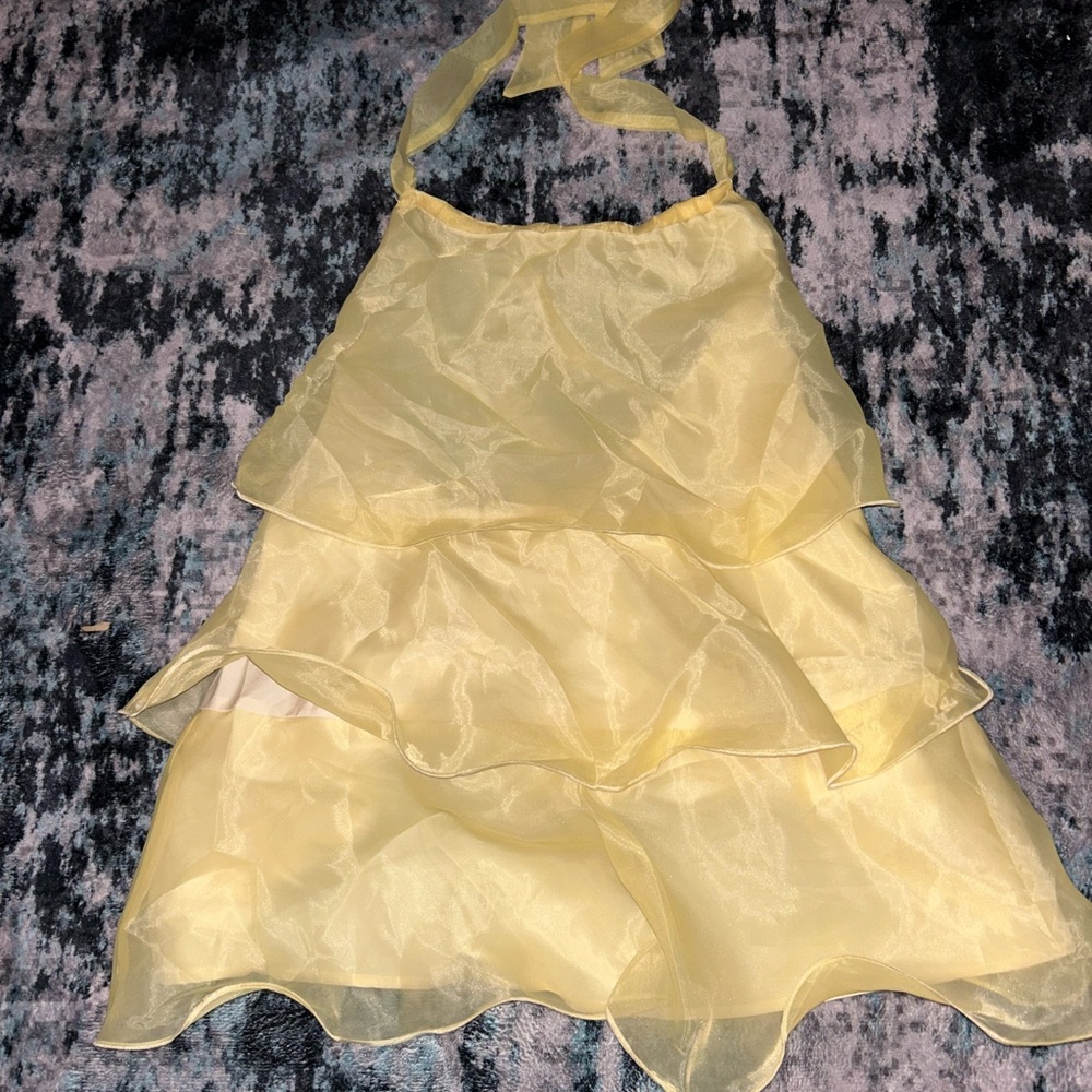 Selfie Leslie Yellow Tiered Ruffled Halter Sundress